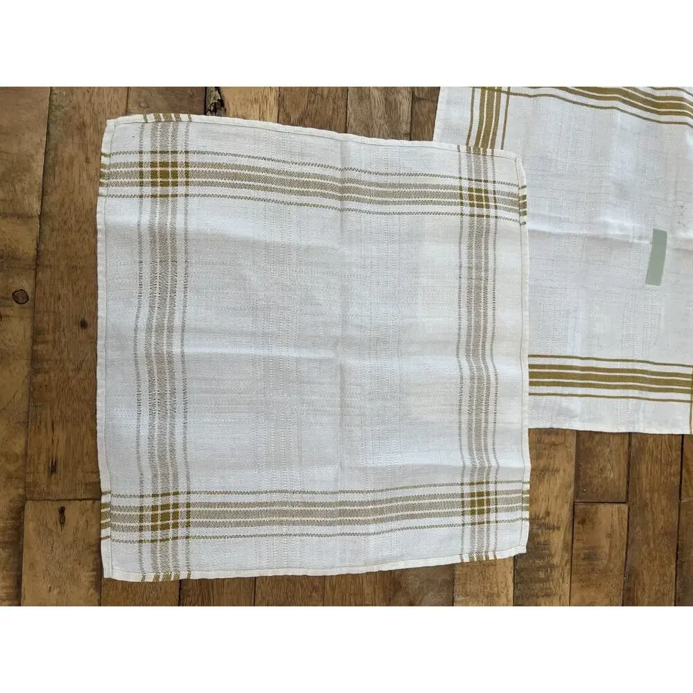 White & Butterscotch Plaid Cotton Napkins 12